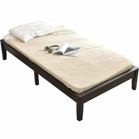 KD MUEBLES DE DORMITORIO Stella Solid Pine Wood Twin Size Platform Bed Frame Black KD2820686